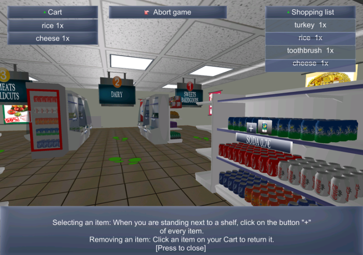 FrailSafe - Virtual Supermarket game